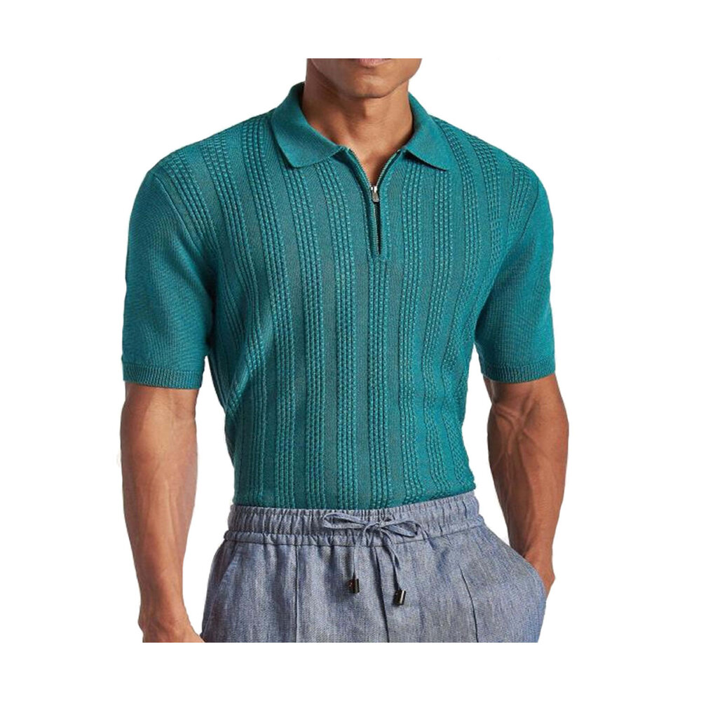 Isaia - Sage Green Knit Polo | Mitchell Stores