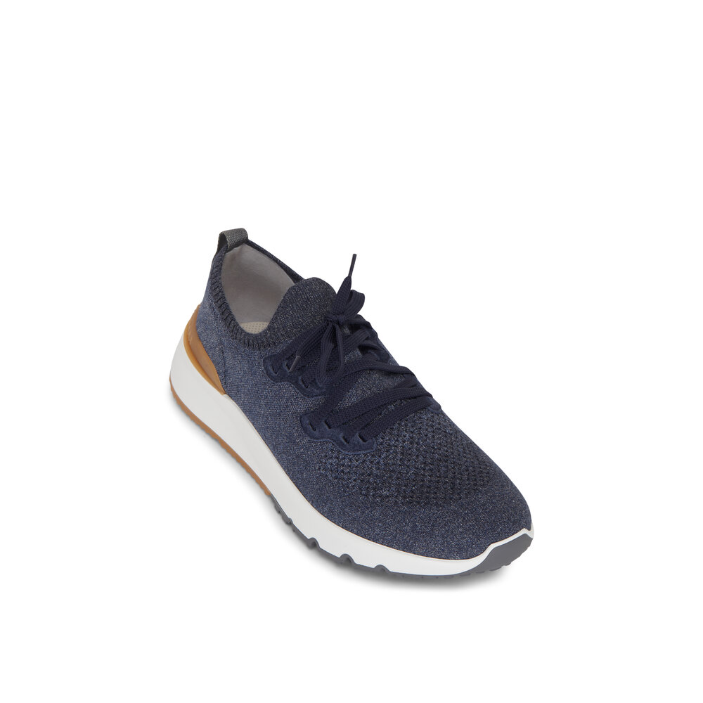 Brunello Cucinelli - Dark Blue Mélange Knit Sneaker