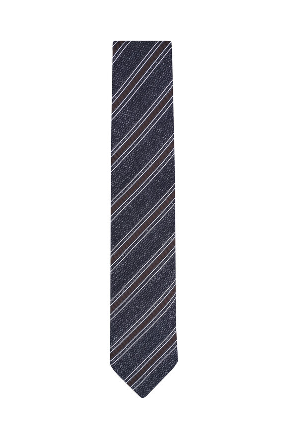 Brioni Gray & Coffee Regal Stripe Tie