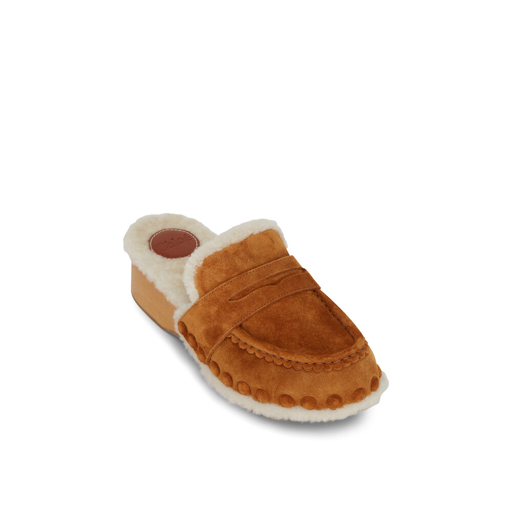 靴 Chloe Joy Suede Clogs Shoes Caramello Chloe Joy Suede Clogs Shoes Caramello