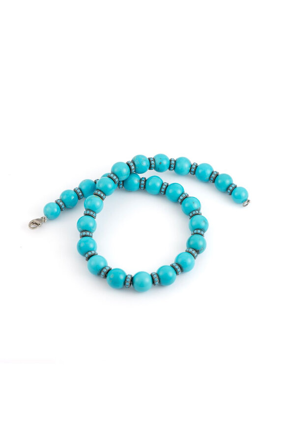 Sylva & Cie Turquoise Rondell Beaded Necklace