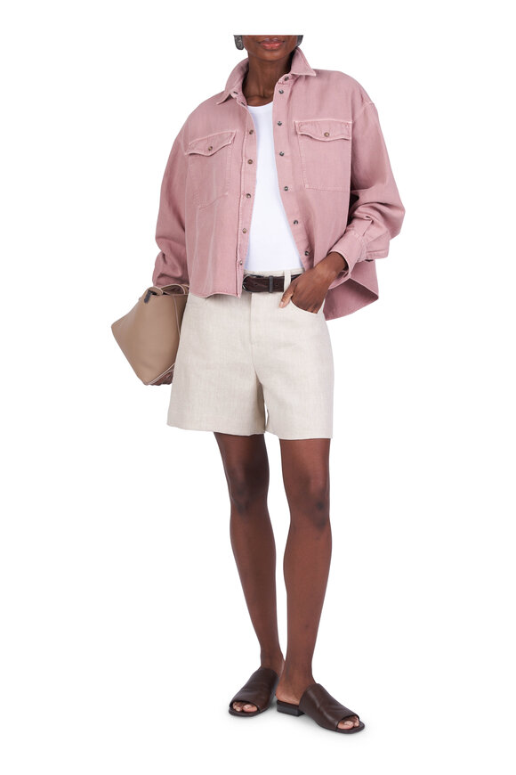 Brunello Cucinelli - Ash Rose Garment-Dyed Cotton & Linen Shirt