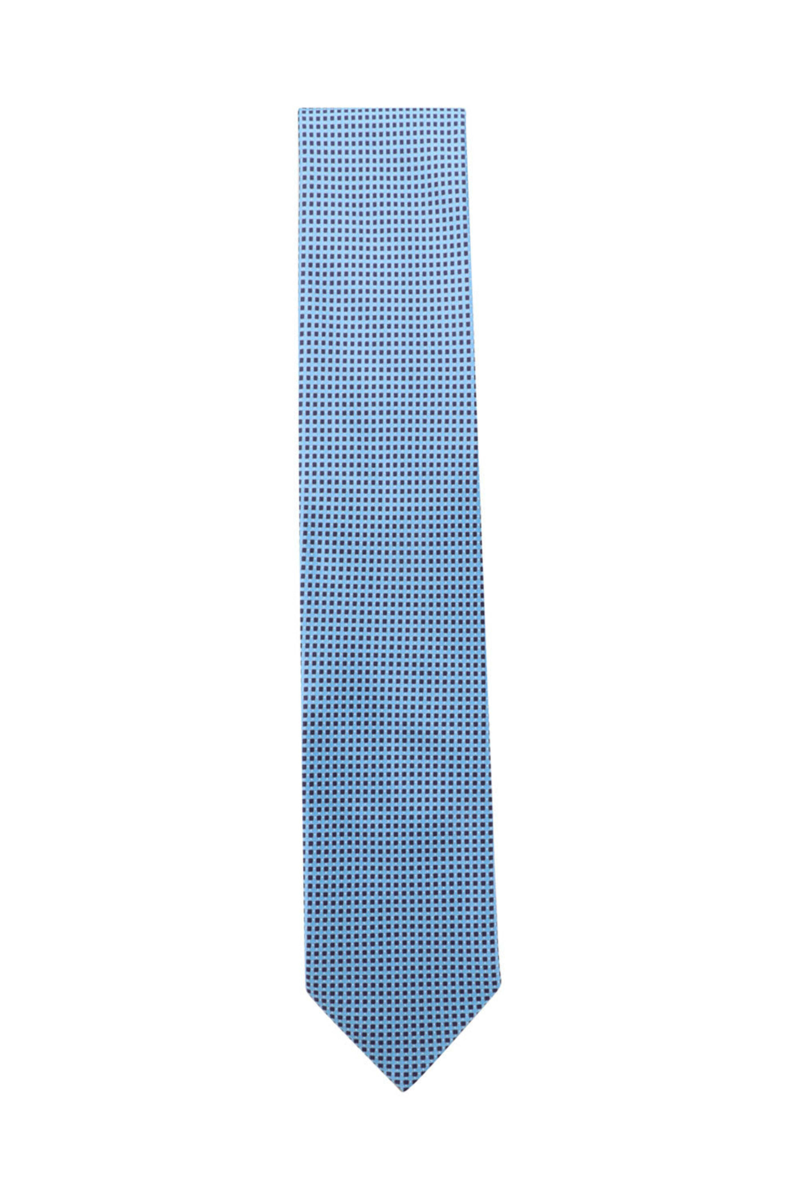 Italo Ferretti - Light Blue and Navy Micro Checked Silk Tie