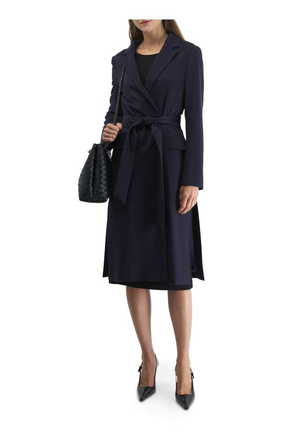 Kiton - Navy Blue Cashmere Belted Coat 