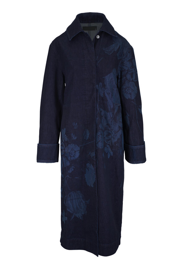 Erdem Floral Print Denim Coat