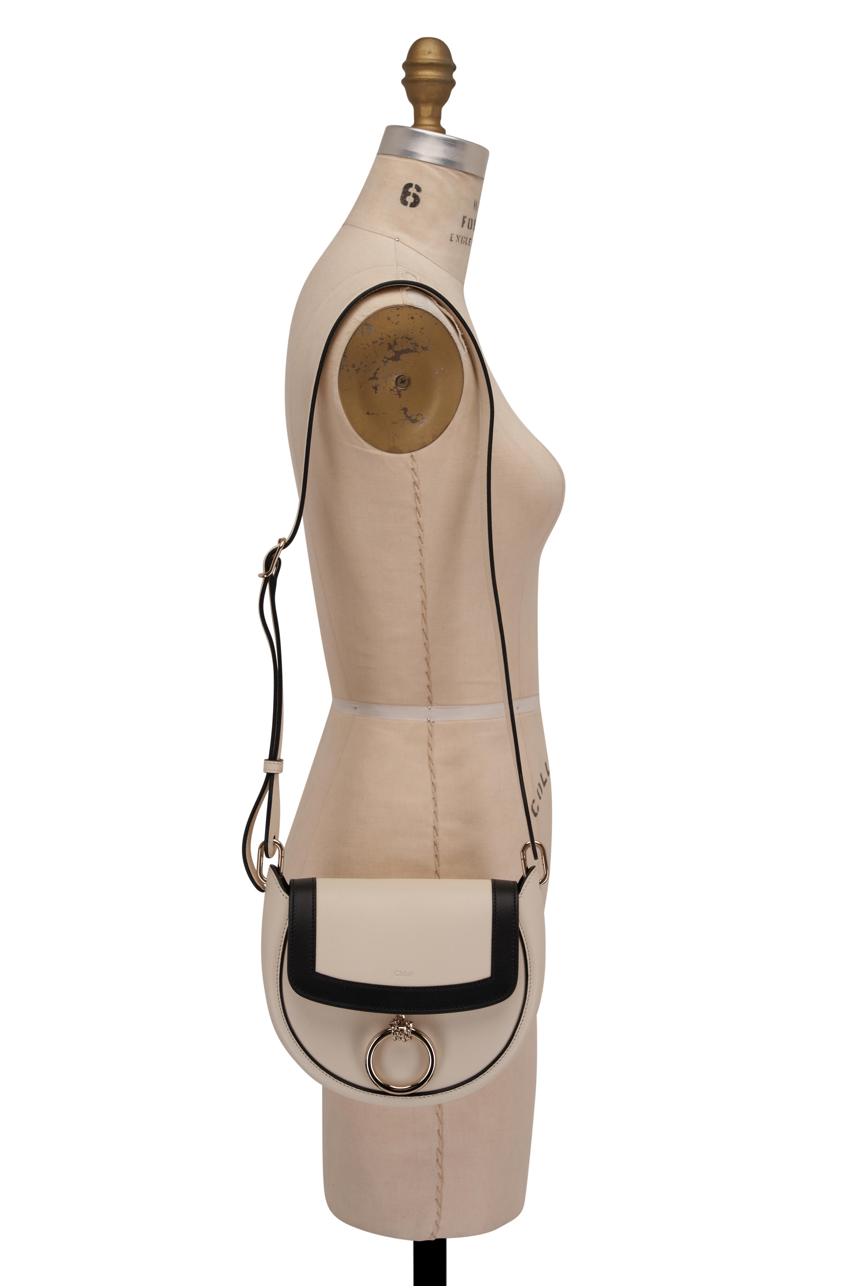 Chloé - Arlene Small White & Black Leather Crossbody Bag