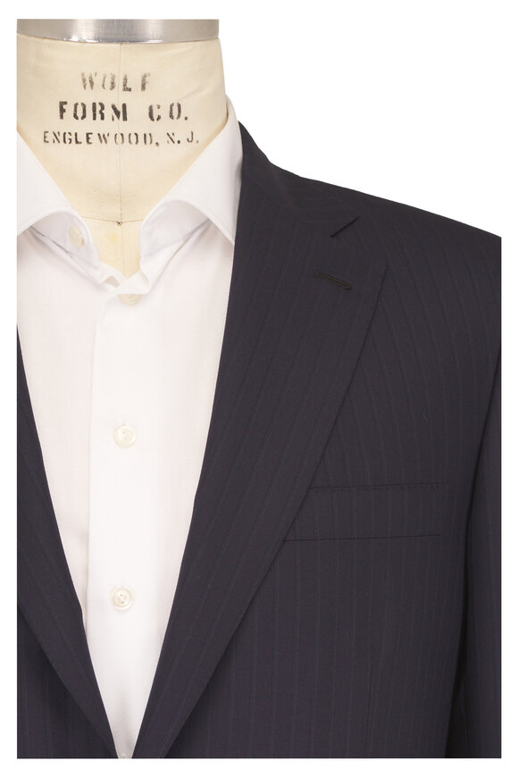 Brioni Navy Tonal Soft Stripe Wool Suit - view 2