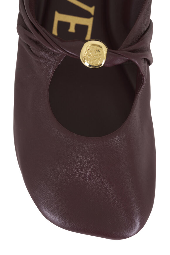 Loewe Burgundy Soft Leather Ballerina Flat - view 5