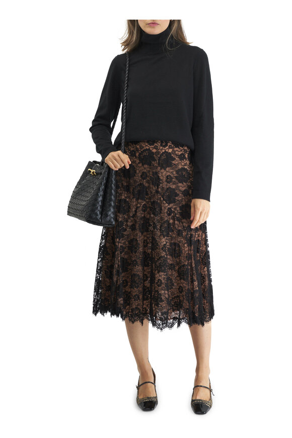 Michael Kors Collection - Dance Crushed Black Floral Lace Skirt 