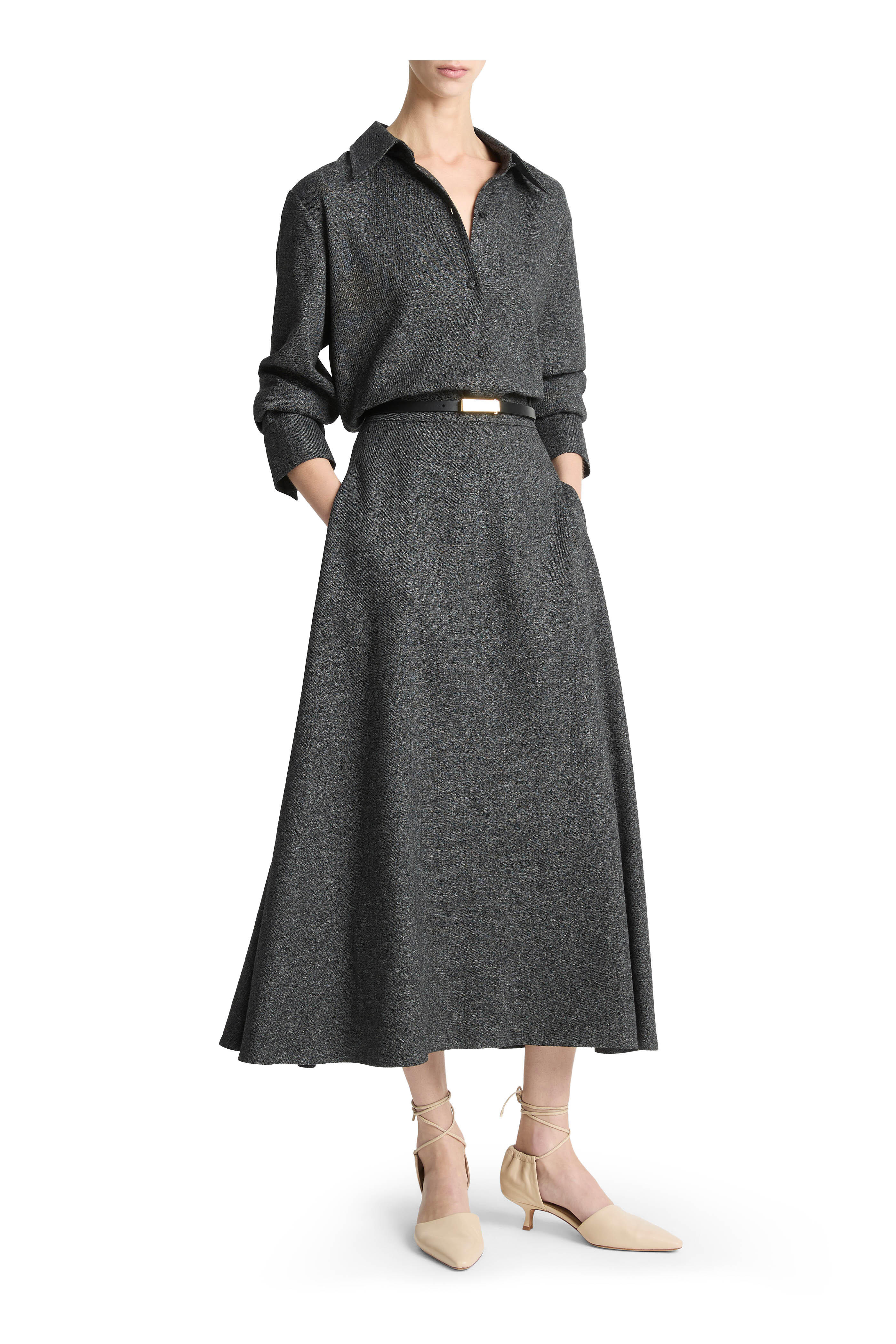 Vince - Medium Heather Gray Italian Jaspe Full Skirt