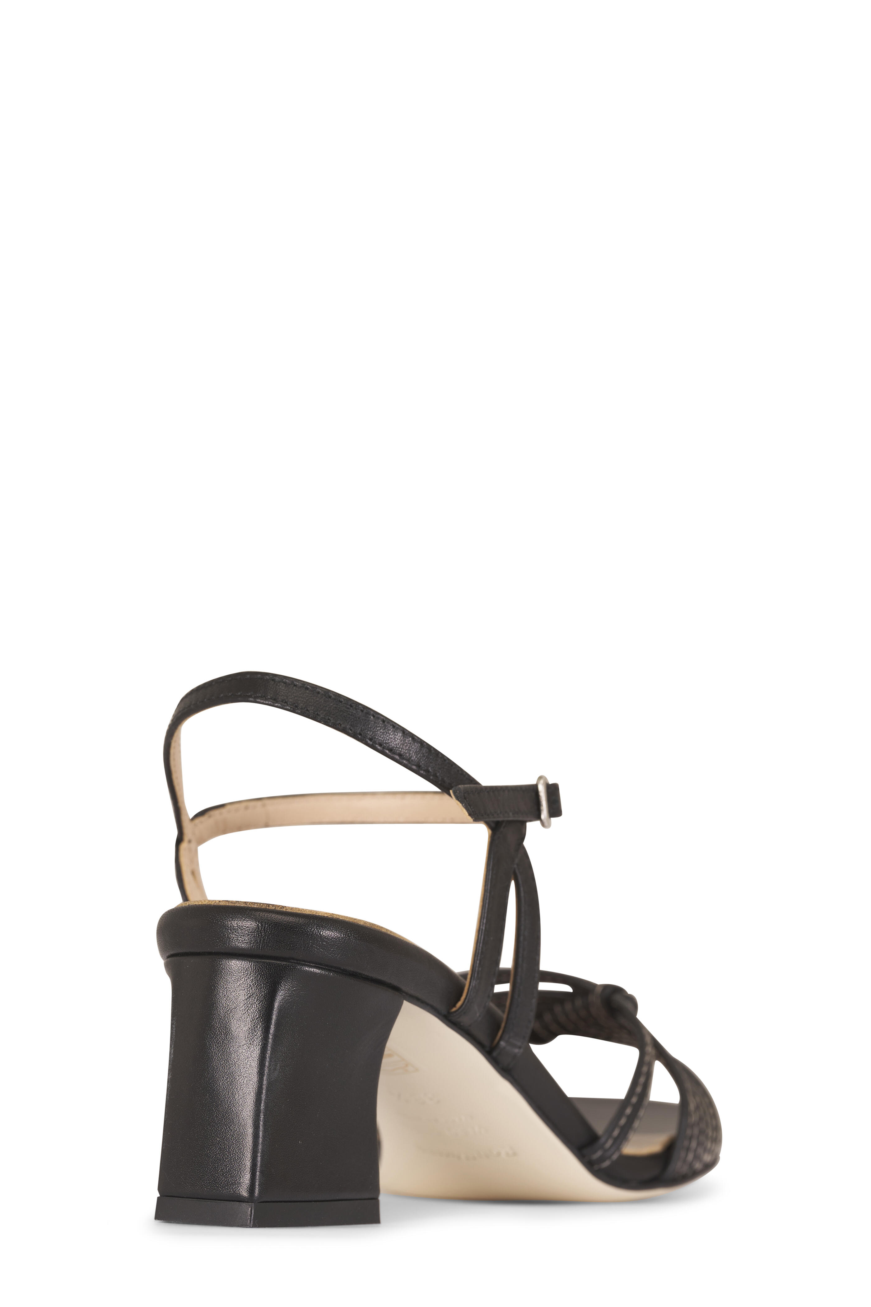 Ron White - Kerianne Onyx Leather Sandal, 50mm - view 4