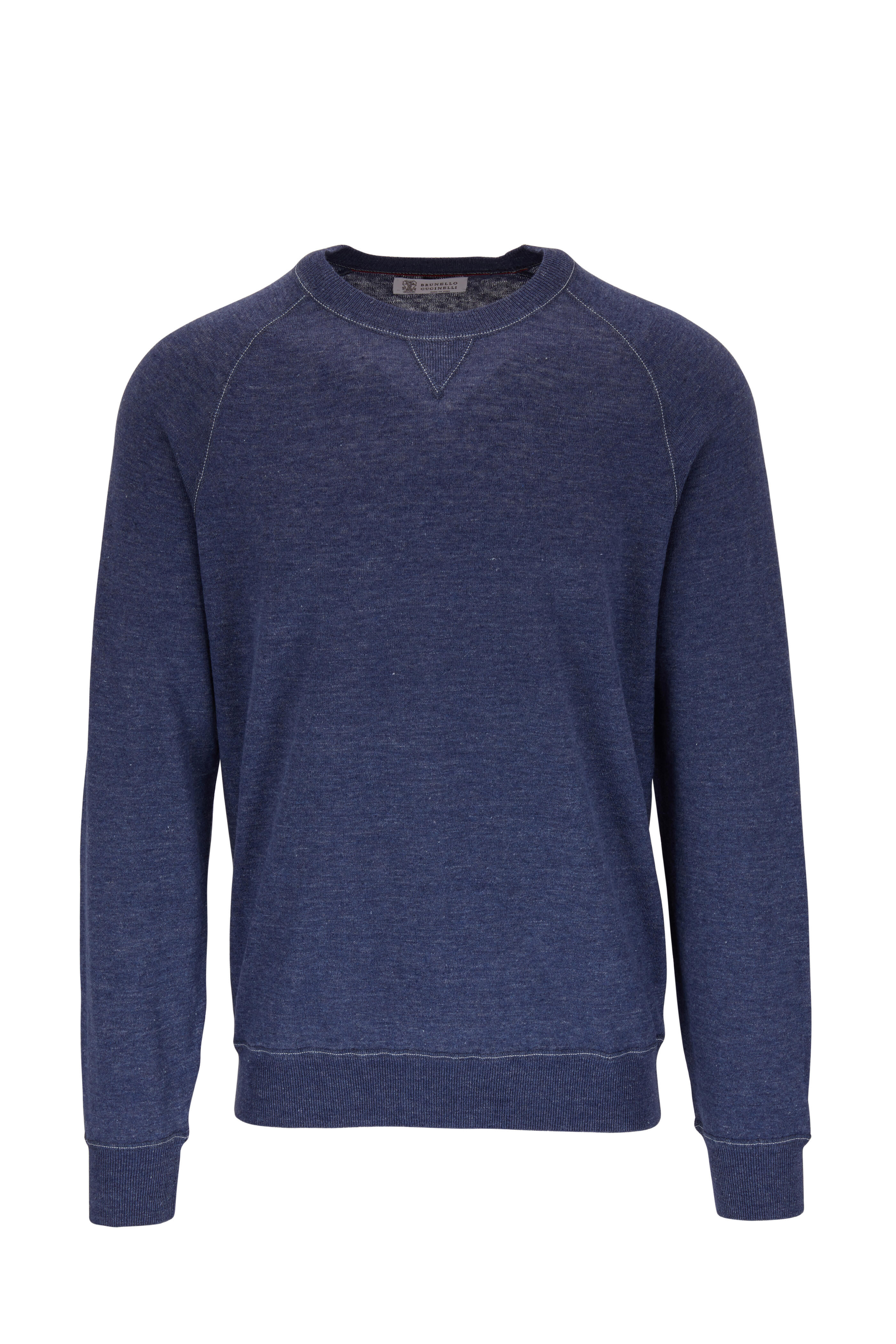 【BRUNELLO CUCINELLI】ラグラン袖　モニーレ　カットソー　36S Brunello Cucinelli - Blue Linen & Cotton Raglan Sleeve Pullover