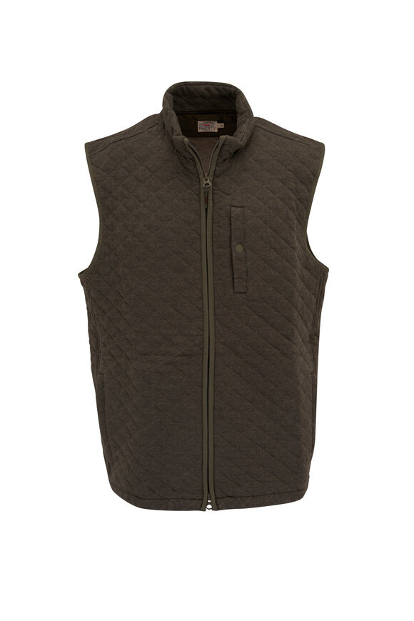 Faherty Brand - Epic Olive Green Quilted Fleece Vest