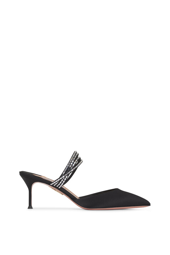 Aquazzura Luce Black Satin Pump, 65mm - view 3