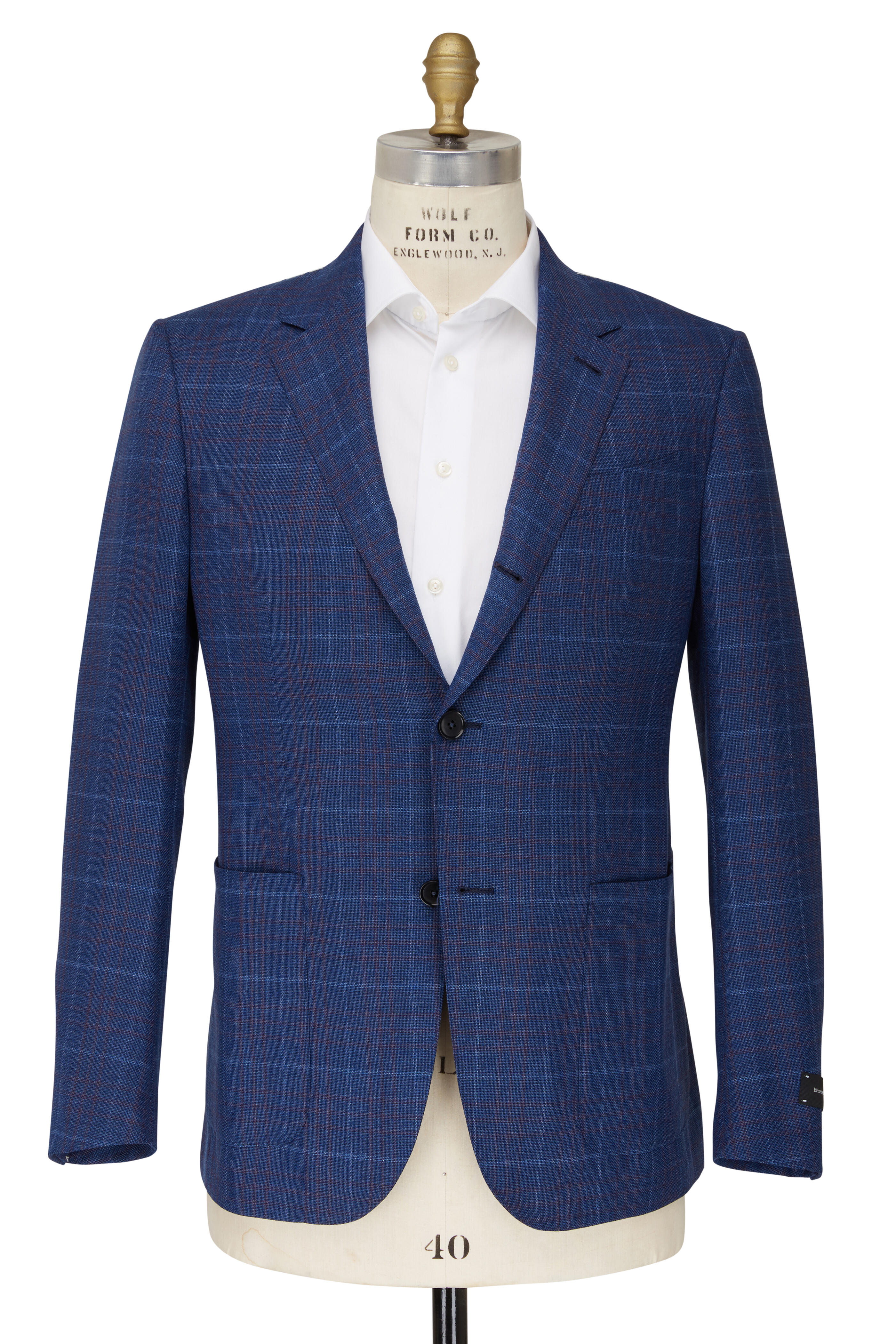 Zegna - Blue Hopsack Plaid Sportcoat | Mitchell Stores