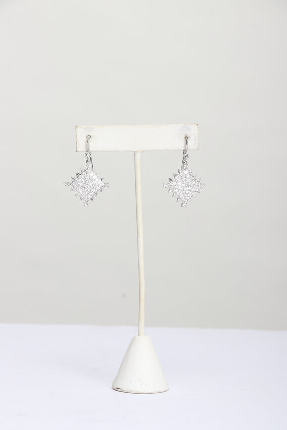 Nam Cho 18k White Gold Diamond Pave Drop Earrings