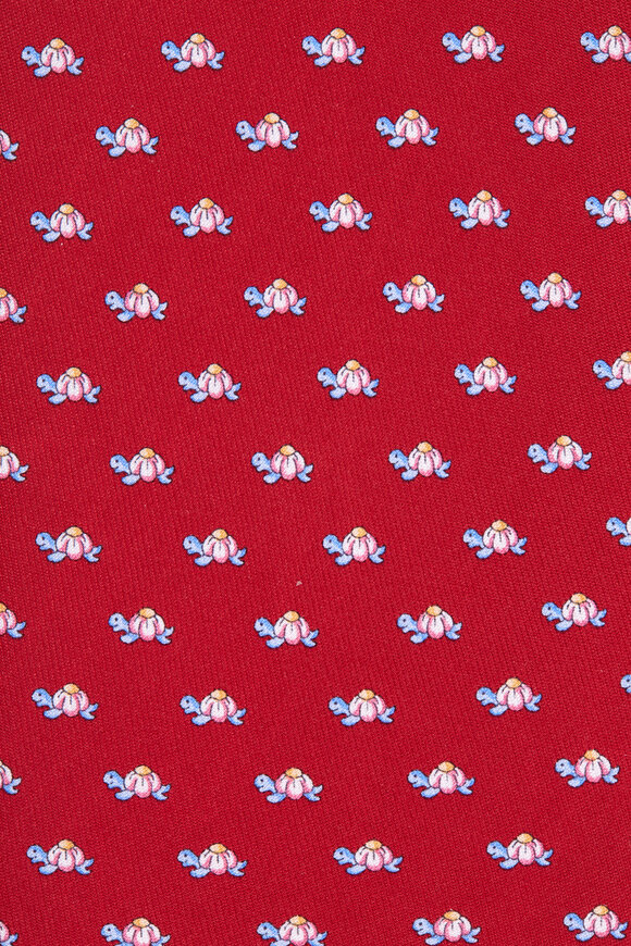 Ferragamo - Red Turtle Print Silk Necktie