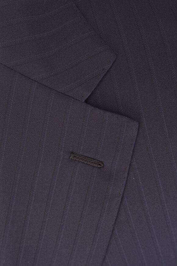 Brioni Navy Tonal Soft Stripe Wool Suit - view 3