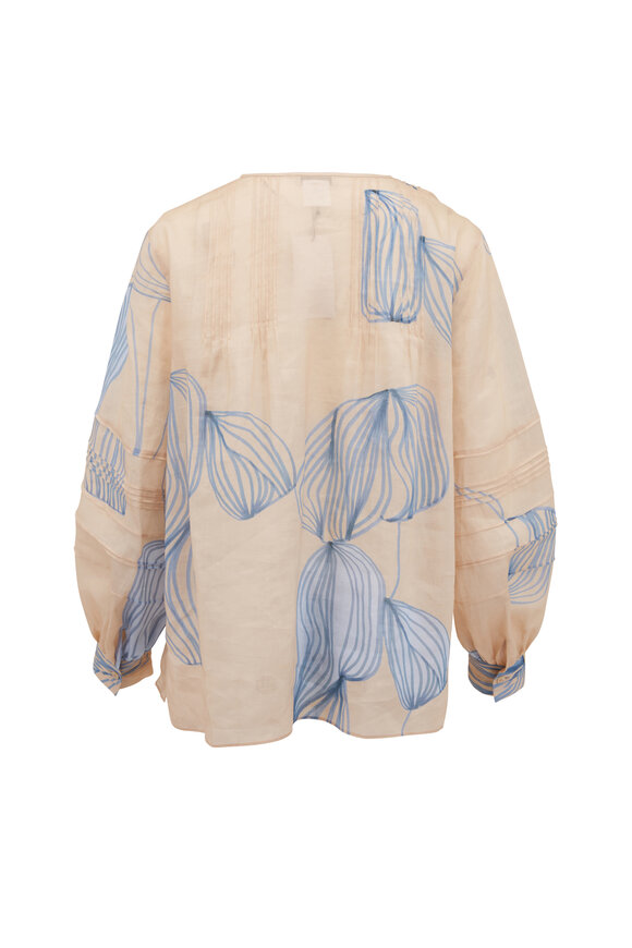 Lafayette 148 New York - Eliza Dune & Light Blue Print Blouse 