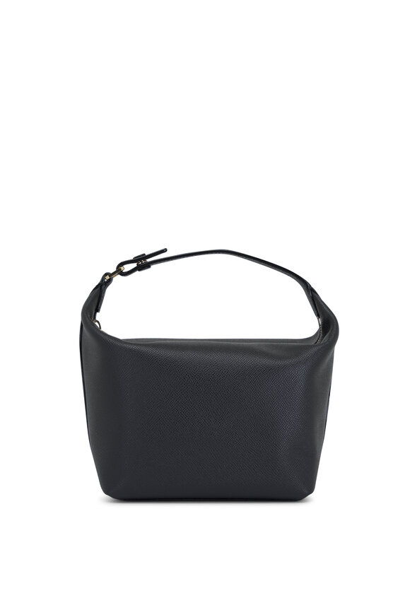 Valextra Mini Mochi Black Leather Crossbody