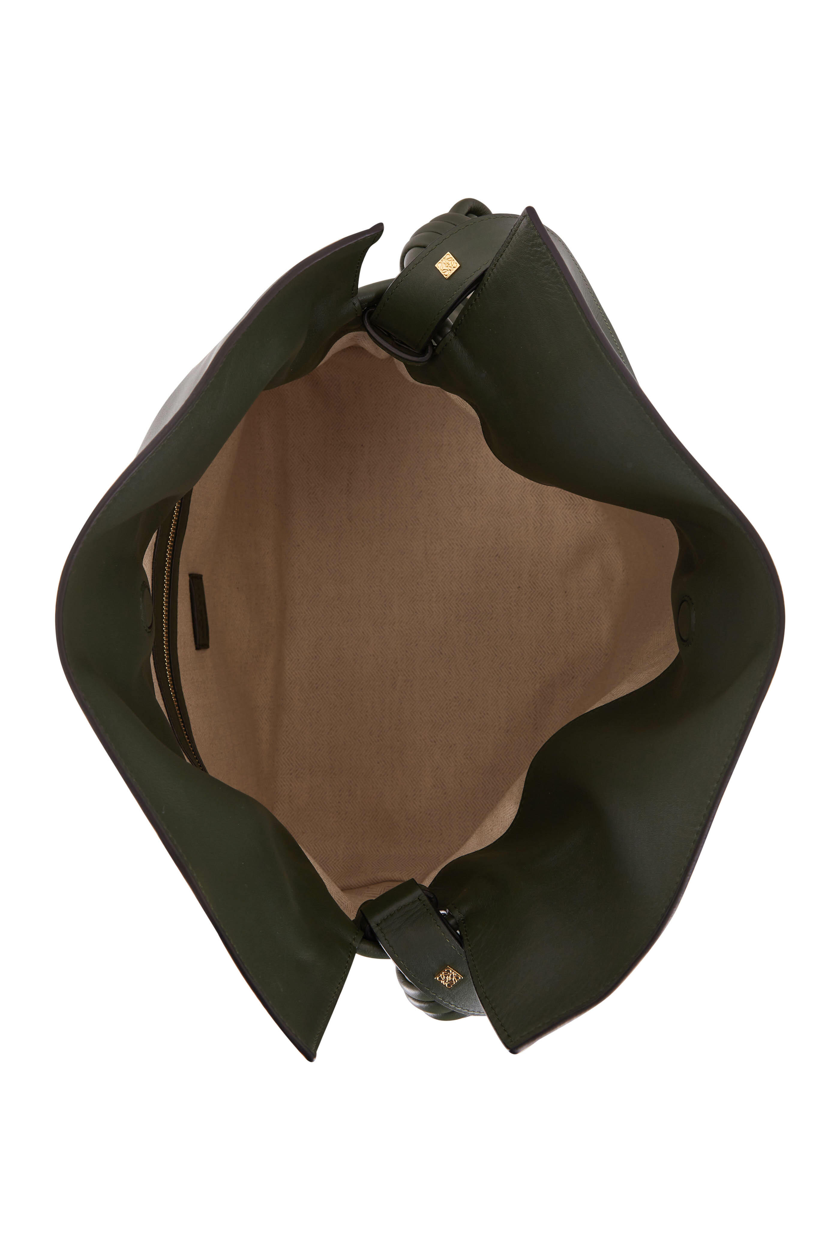 Loewe - Flamenco Vintage Khaki Leather Large Clutch