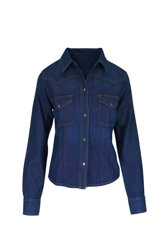 TWP Mustang Sally Dark Wash Western Denim Shirt