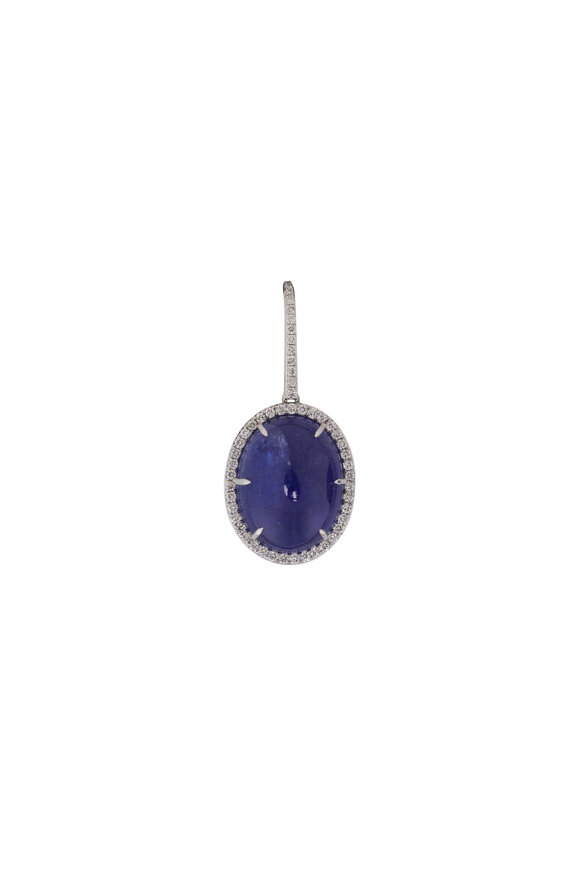 Sutra 18k White Gold Tanzanite Diamond Drop Earring - view 2