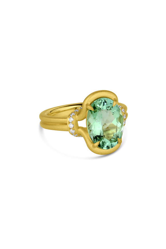Leigh Maxwell 18k Yellow Gold Lasso Diamond & Tourmaline Ring