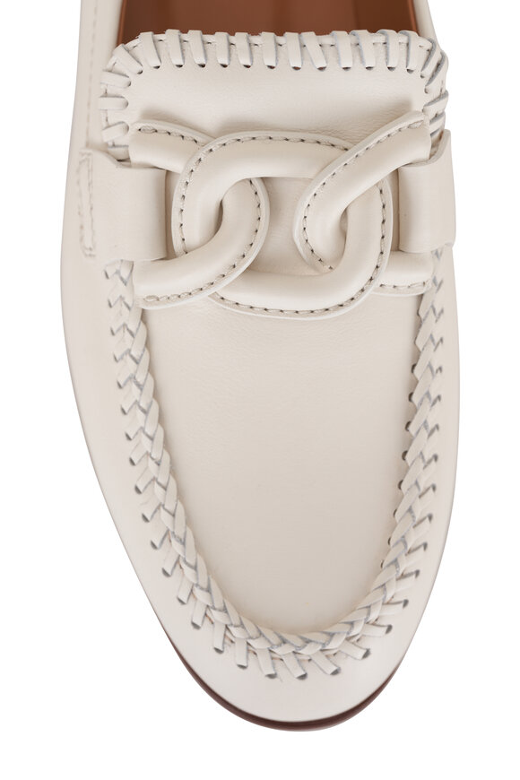 Tod's - Yogurt White Whipstitch Leather Chain Loafer 