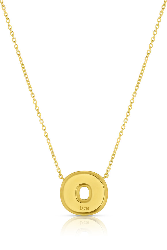Leigh Maxwell 18k Yellow Gold Small Ridged Initial "O" Necklace - view 2
