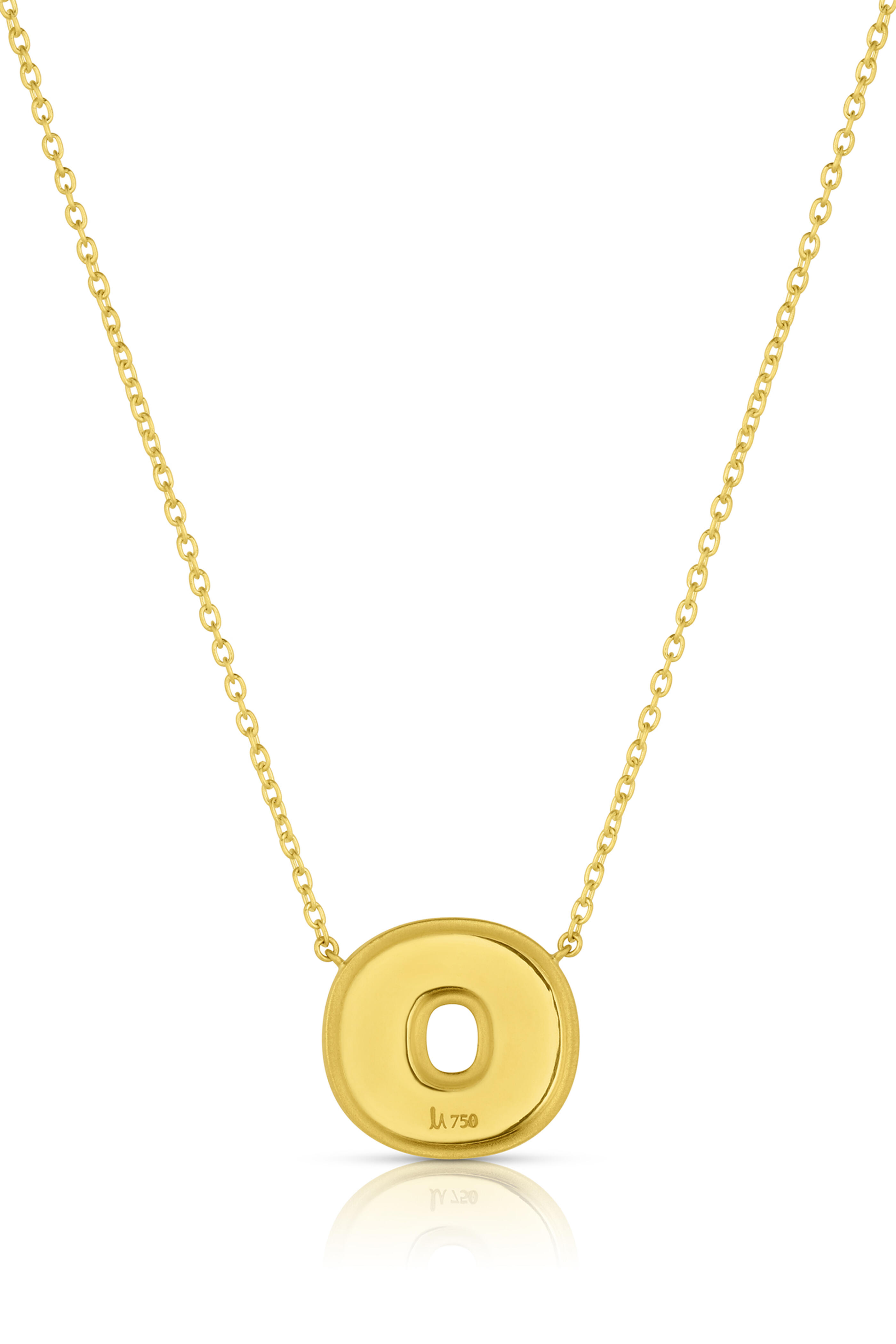 Leigh Maxwell - 18k Yellow Gold Small Ridged Initial "O" Necklace - view 2