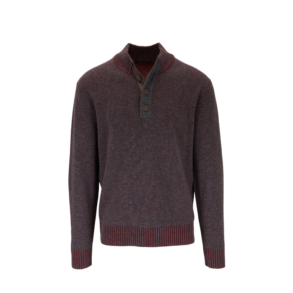 Raffi - Iron Wool & Cashmere Quarter-Button Pullover
