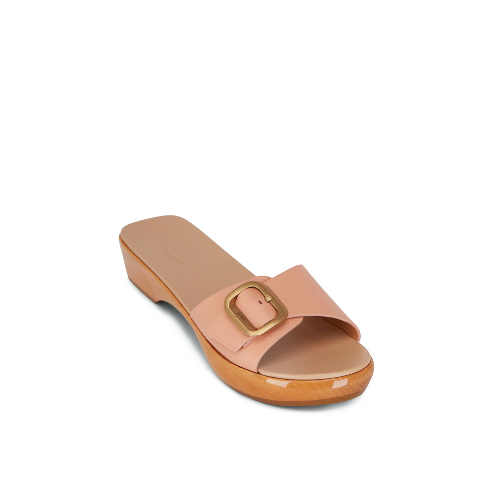 Tod's - 16K Fabbia Tan Leather Slide Clog | Mitchell Stores
