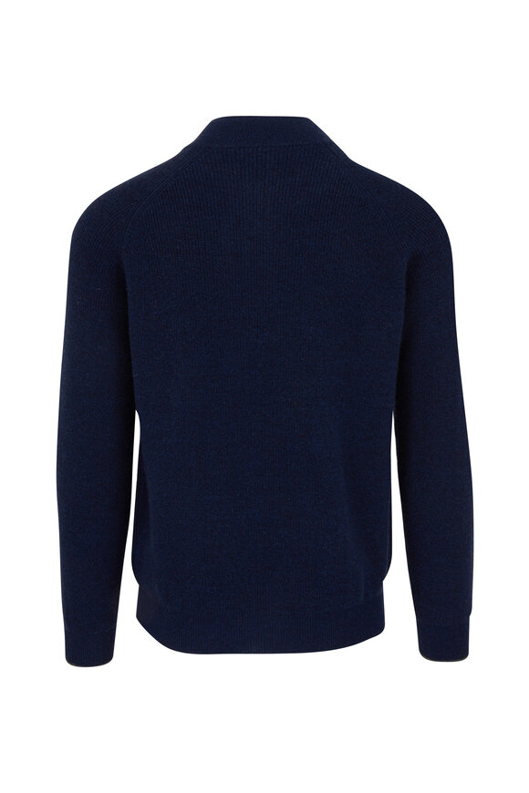 Kinross - Navy Blue Cashmere Quarter Zip Pullover