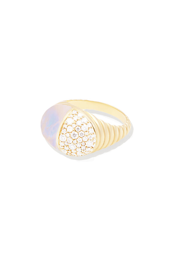 Campbell + Charlotte Found Cap Rainbow Moonstone Cocktail Ring