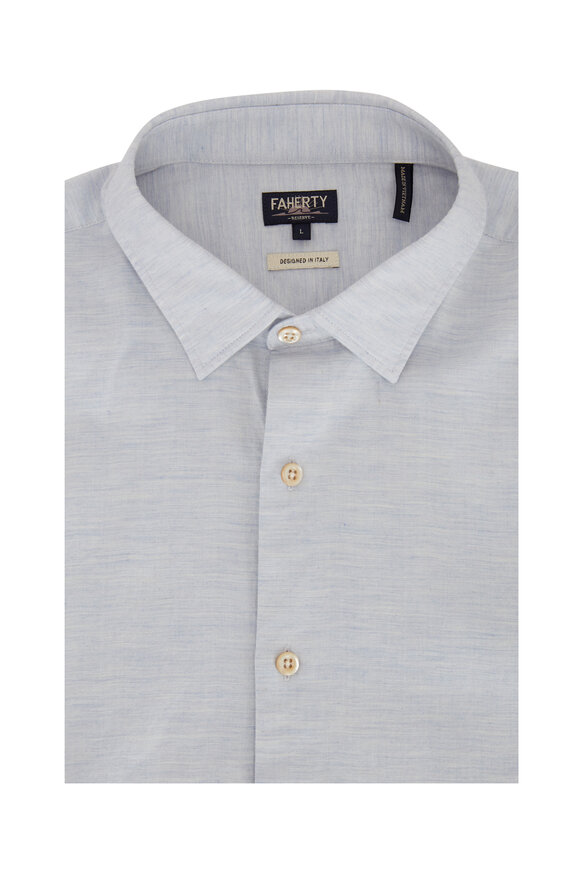 Faherty Brand - Light Blue Sueded Twill Woven Sport Shirt