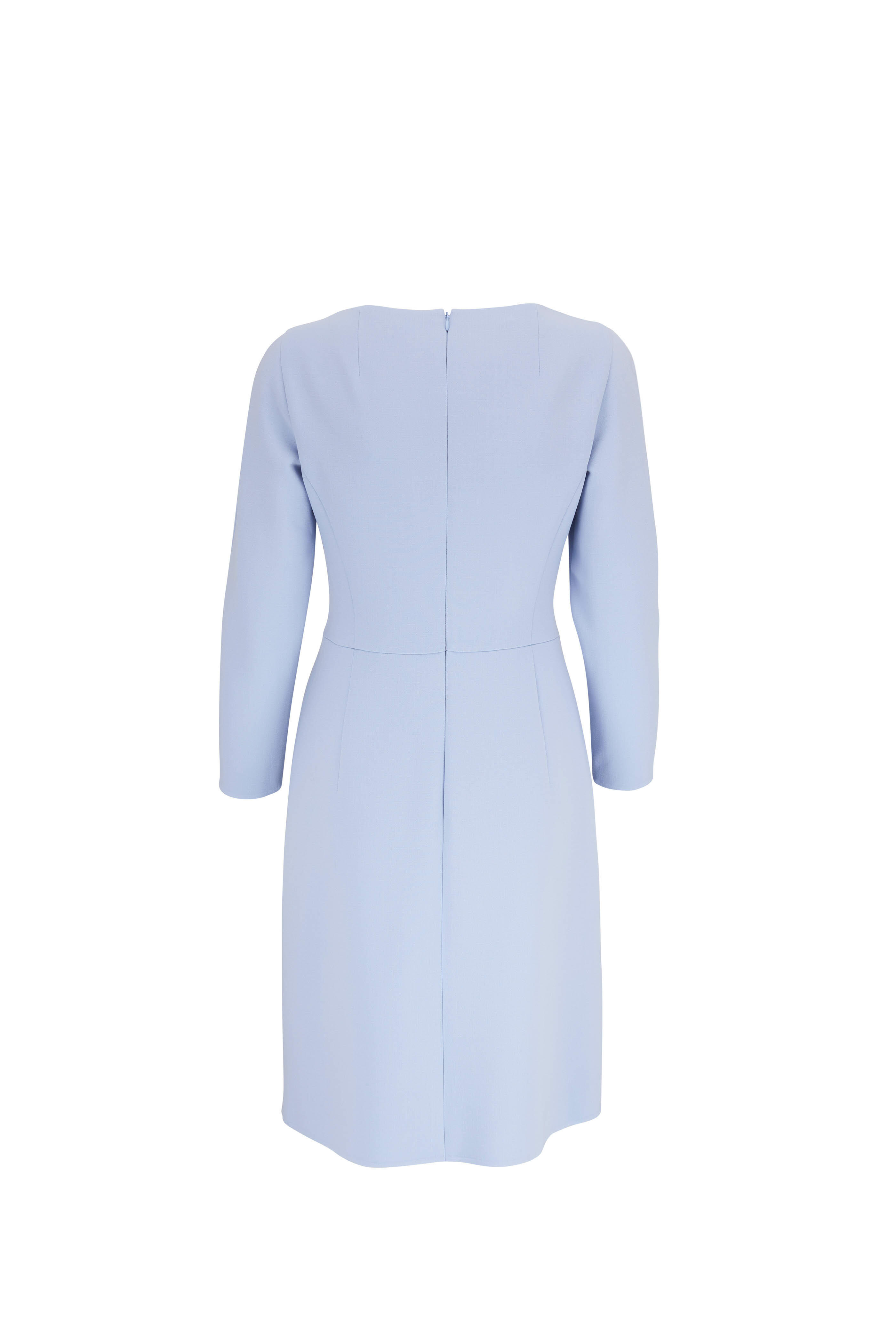 ice blue sheath dress Devi Dress in Ice Blue Silk Wool with Crystal Clusters