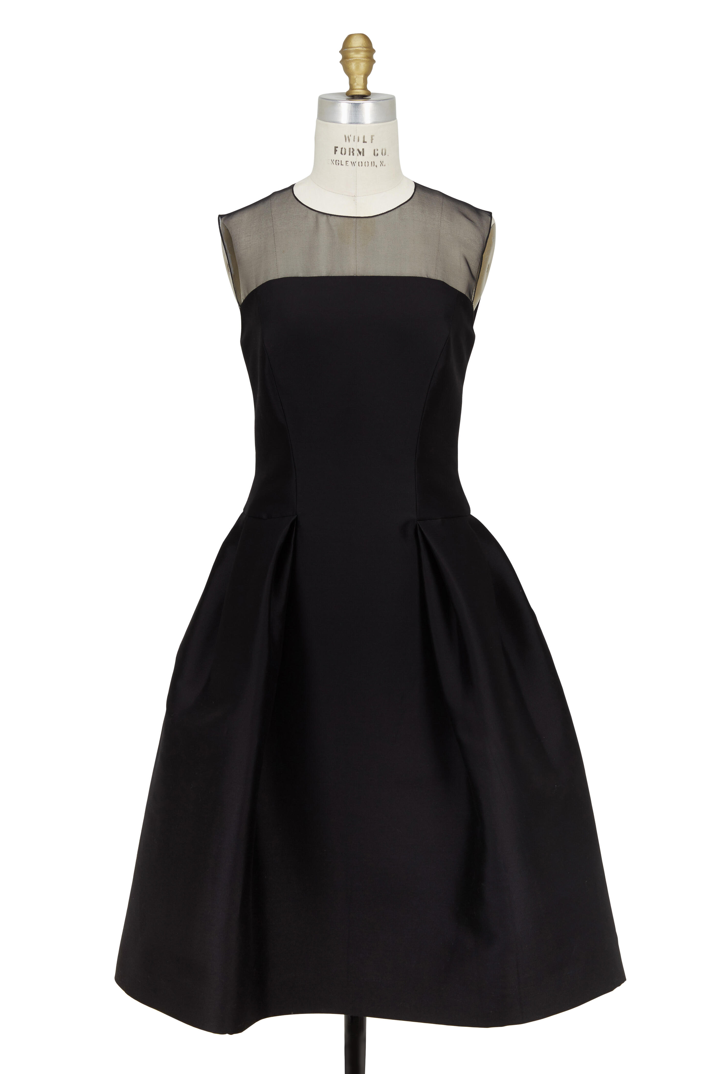 Carolina Herrera - Black Sheer Yoke Sleeveless Dress