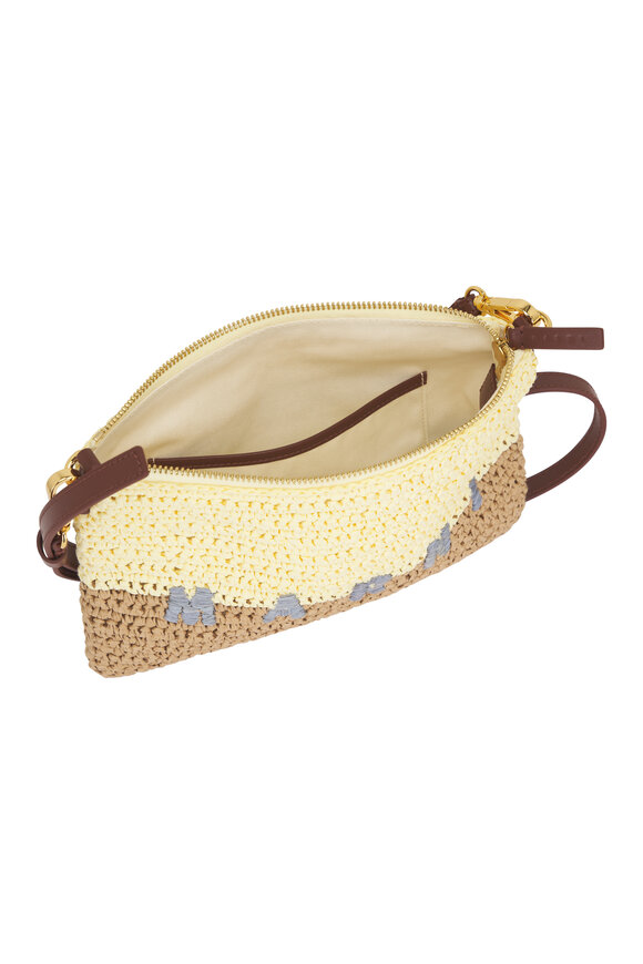 Marni Seaside Yellow & Brown Raffia Pouch - view 5