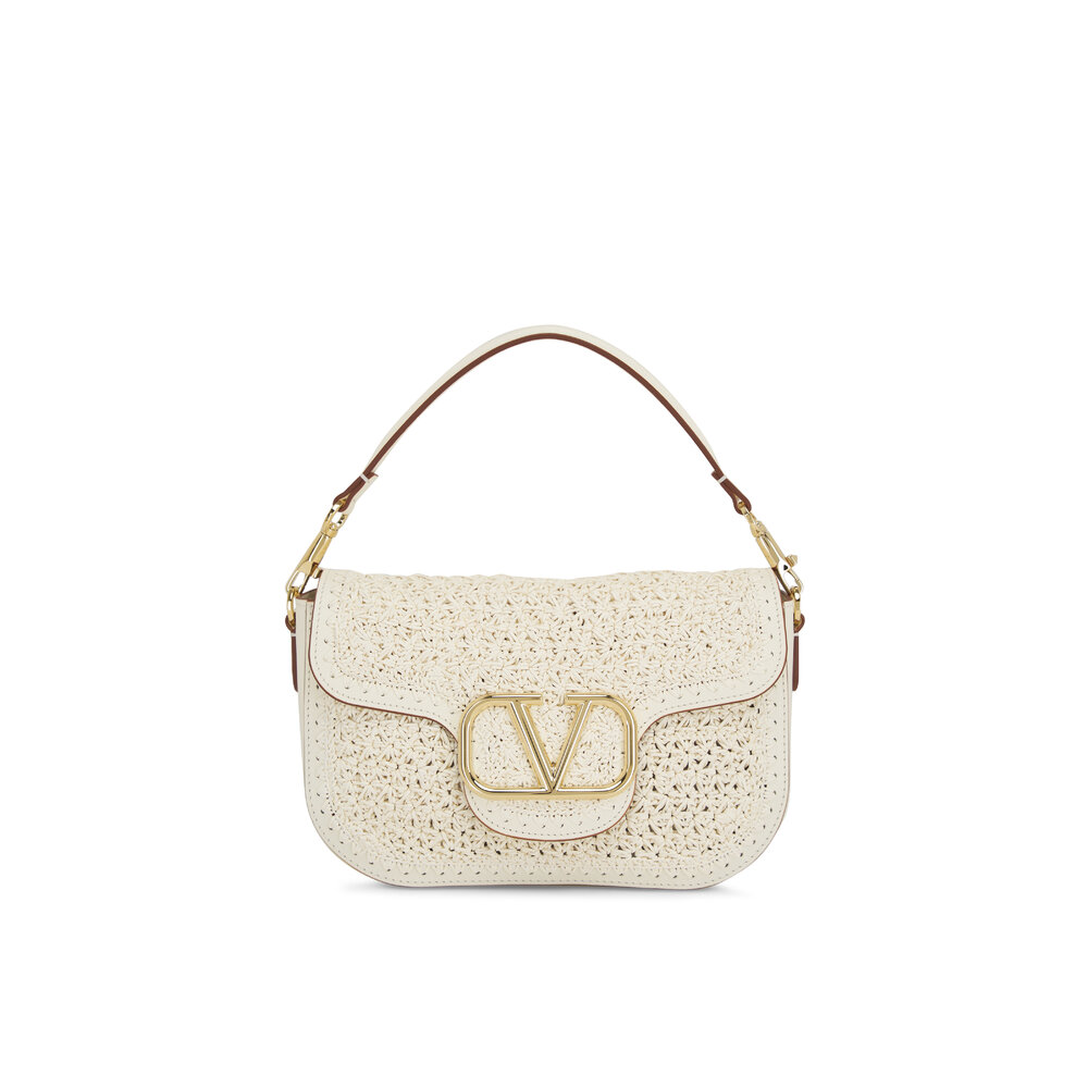 Valentino Garavani - Ivory VLogo Crochet Shoulder Bag
