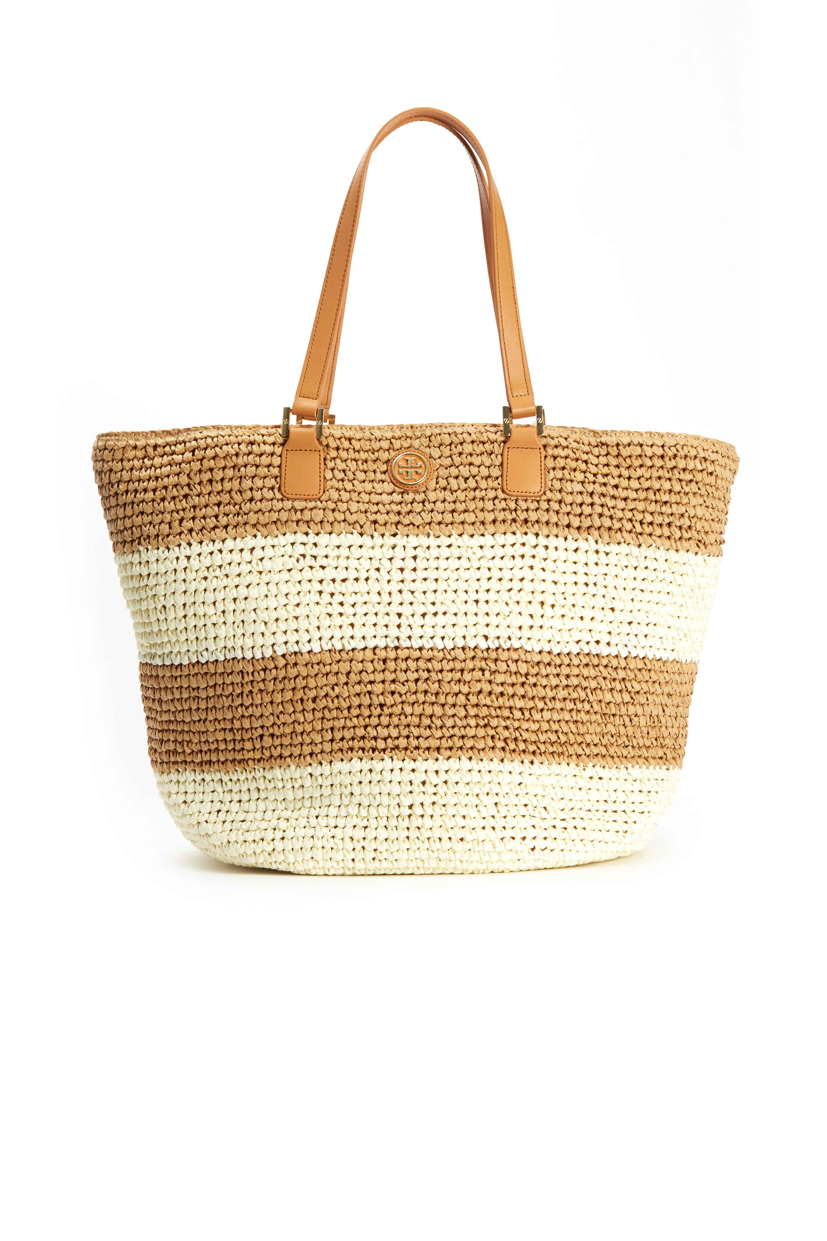 Tory Burch - White Raffia Striped Tote