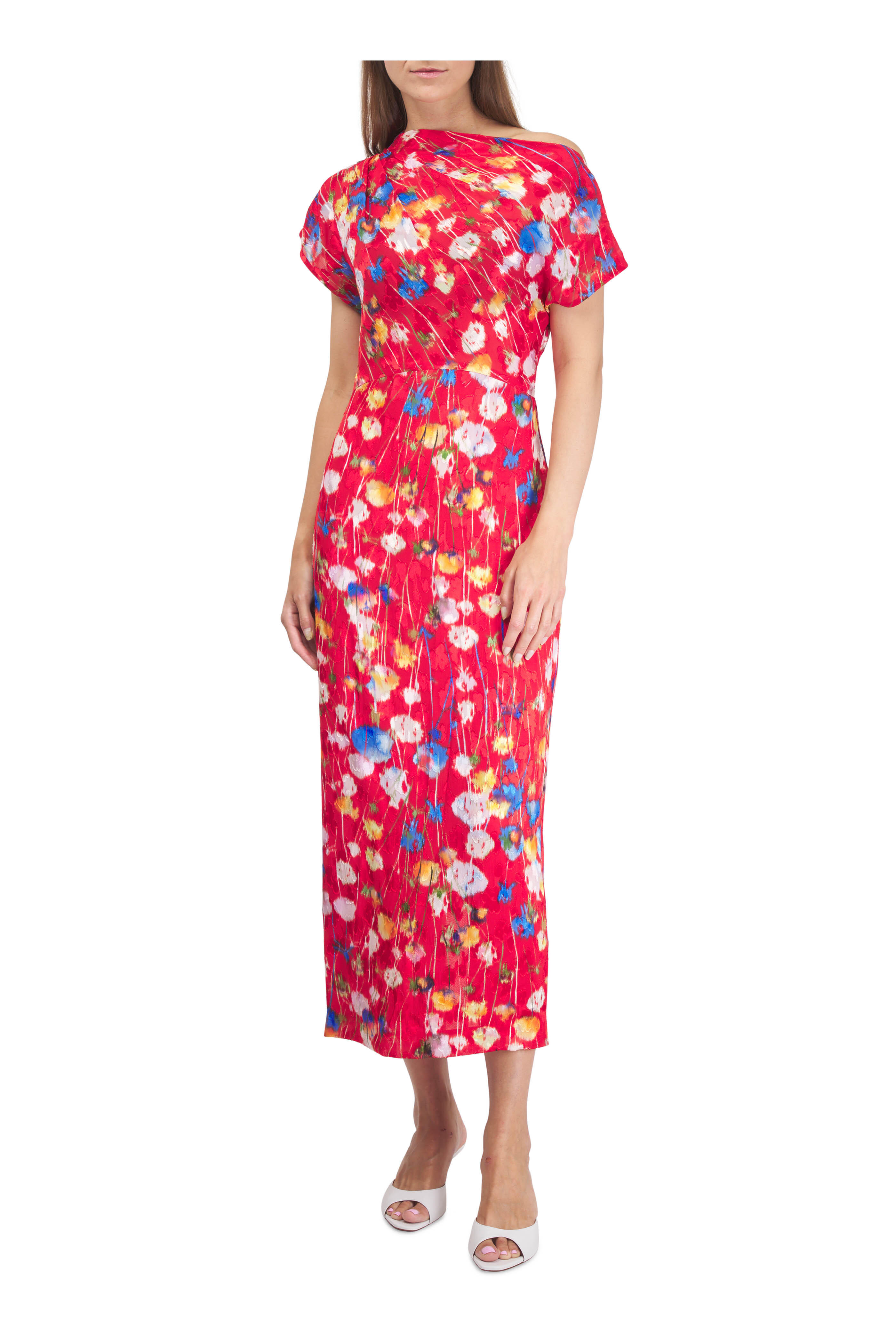 Lela Rose - Floral Burnout Poppy Jacquard Sheath Dress