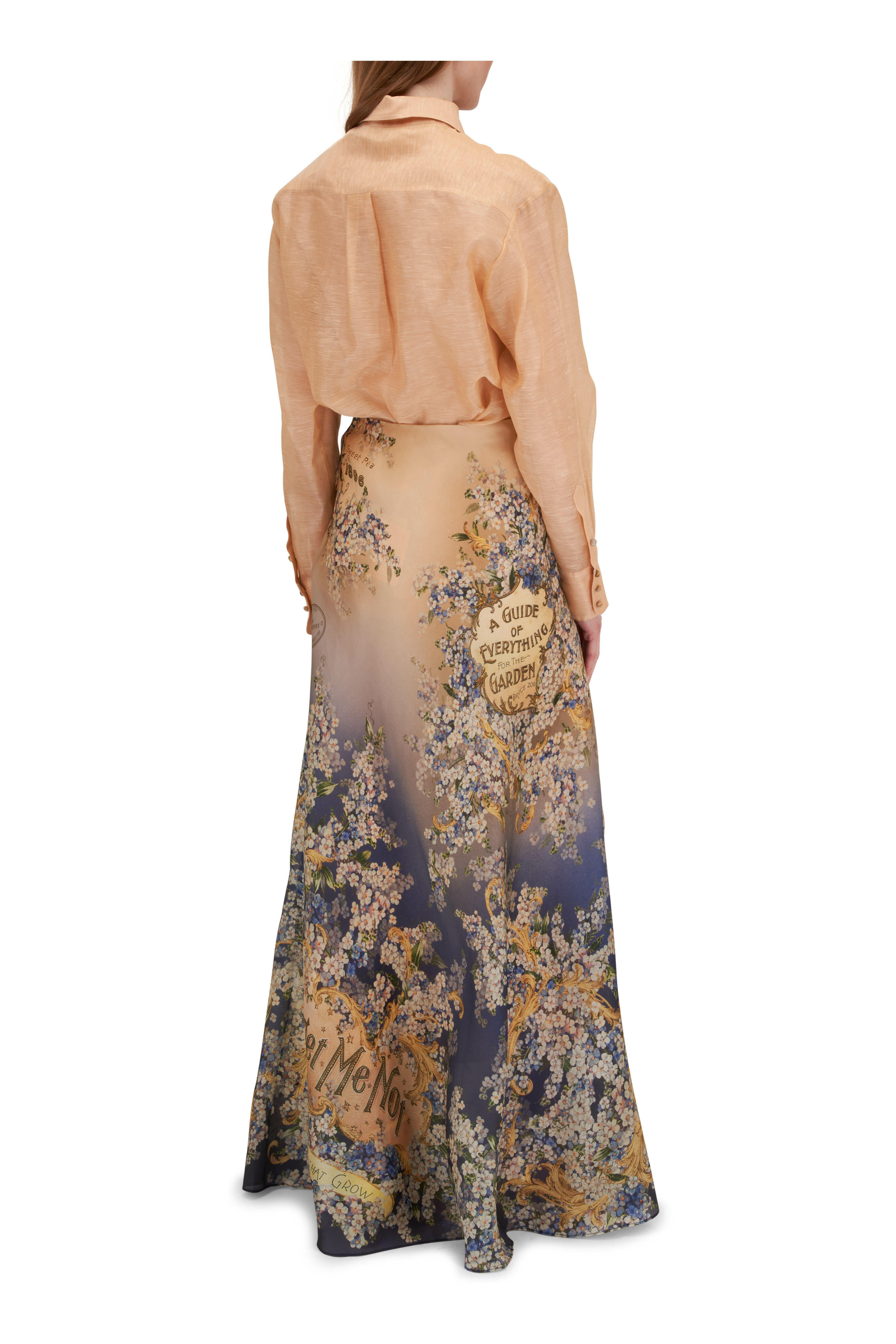 Zimmermann - Tama Forget Me Knot Floral Print Silk Flare Skirt