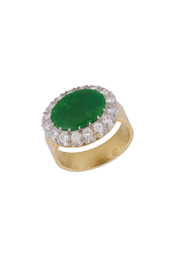 Renee Lewis 18k Yellow Gold Diamond & Jade Ring