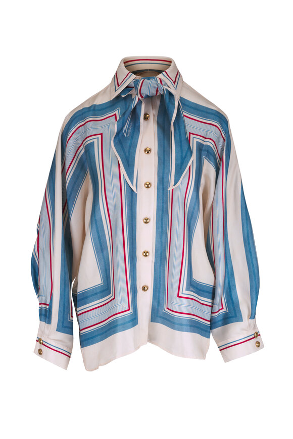 Zimmermann Relaxed Multicolor Stripe Scarf Shirt