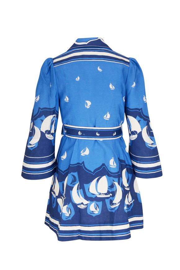 Zimmermann - High Tide Blue Sail Mini Shirt Dress 