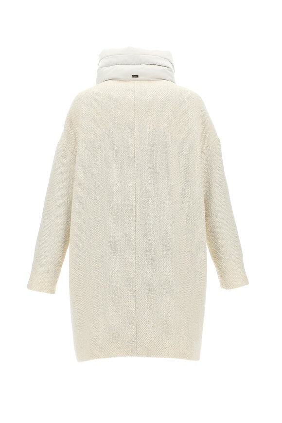 Herno - Ivory Sparkle Bouclé Stand Collar Coat