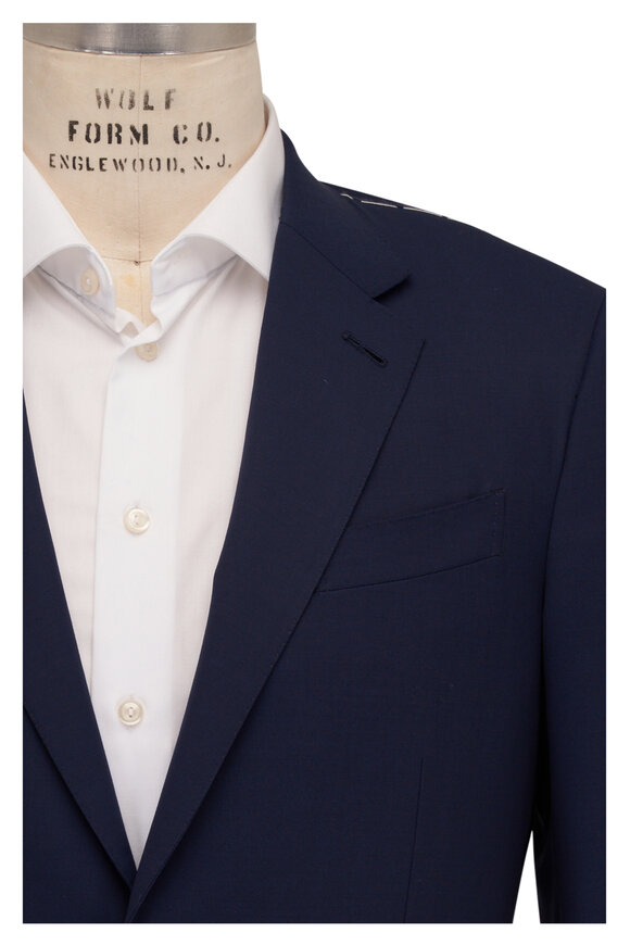 Zegna Blue Solid Wool Sportcoat