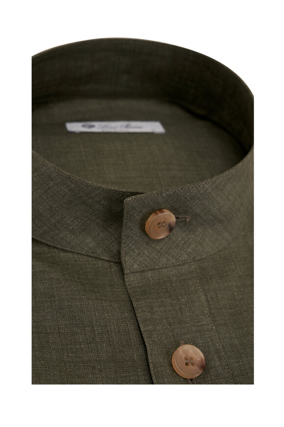 Loro Piana Green Linen Short Sleeve Shirt  - view 2