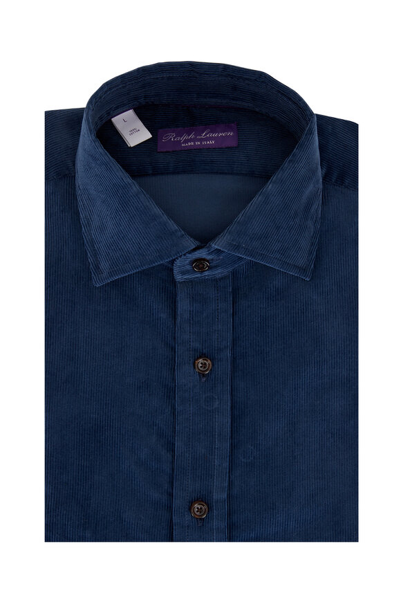 Ralph Lauren Purple Label - Blue Fine-Wale Corduroy Shirt